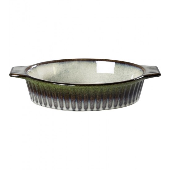 Travessa 31cm 1,4 Litros Oval Mista Em Cerâmica Verde